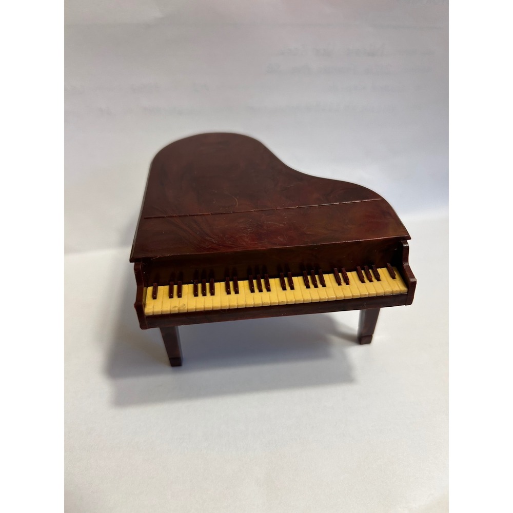 Vintage Renwal No. L74 Grand Piano Dollhouse Furniture Marbled Brown Plastic
